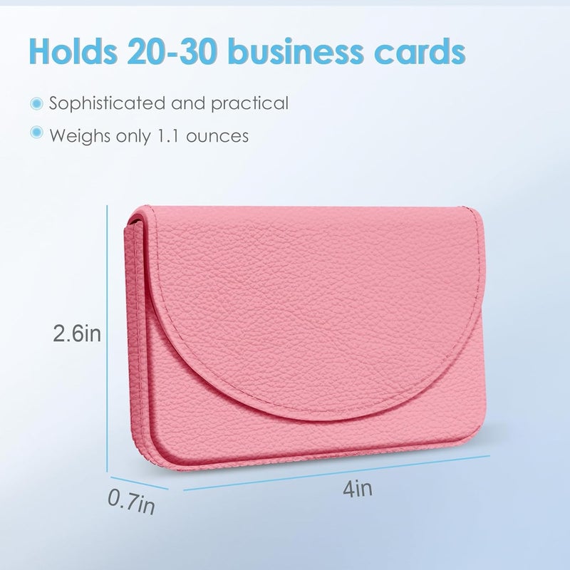 Xavier Business Card Holder，PU Leather Business Card Case Color Printing Pattern Card Holder Wallet，Pockets Magnetic Credit Card Holders for Men and Women，Pink - Image 2
